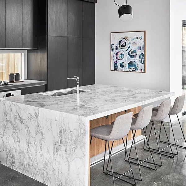 Marble island kitchen